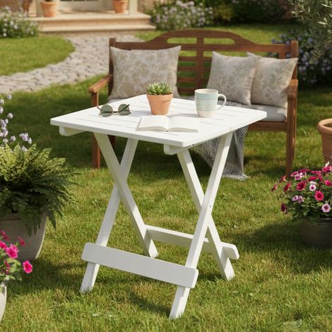 Dmora Quadratischer Camping-Klapptisch, Made in Italy, 44x50x44 cm, weiße Farbe (1/3)