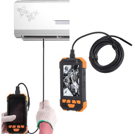 7,9-mm-Doppellinsen-Endoskop, 4,3-Zoll-1080P-IPS-Bildschirm, IP67-wasserdichte Kamera, 5-Meter-Kabel, USB-Ladefunktion, orange. (1/5)
