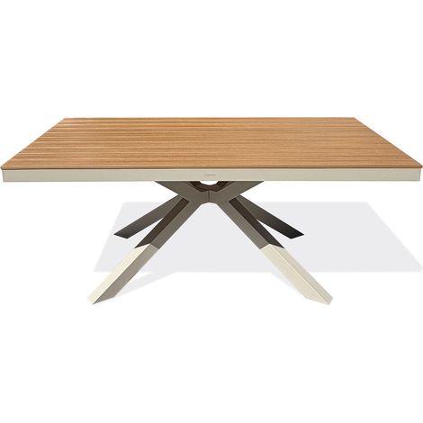 LAMU - Gartentisch aus Aluminium mit Tischplatte in Holzoptik – Greige - DCB GARDEN
