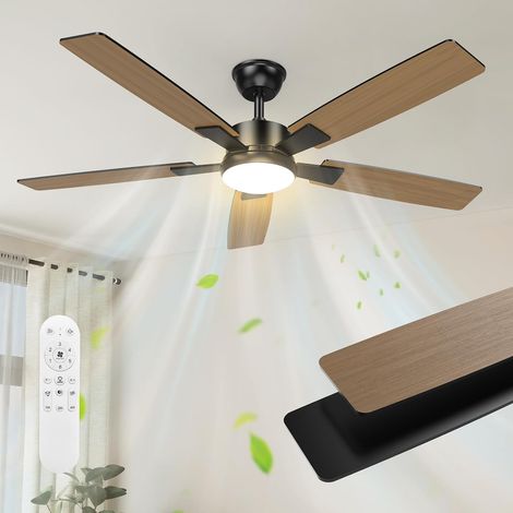 2 Couleurs Pales Réversibles Ventilateur Plafond avec Lumiere, 132cm Silencieux Plafonnier Ventilateur Plafond Grand avec Telecommande et LED Lampe pour Exterieur Terrasse, Chambre, Salon (1/5)