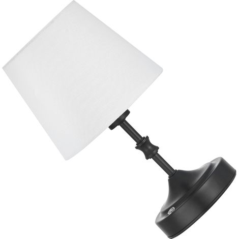 Mophorn Kabellose Tischlampe mit Stoffschirm und integriertem 5200-mAh-Akku, kompakte dimmbare Schreibtischlampe (3 Helligkeitsstufen), ideal für Schlafzimmer und Nachttisch, Schwarz