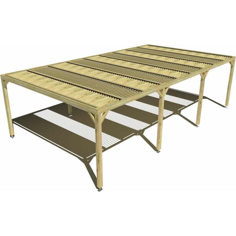 Pergola bois • 9m x 5m • indépendante • sens profondeur • lames orientables bioclimatiques incluses • livraison comprise (1/3)