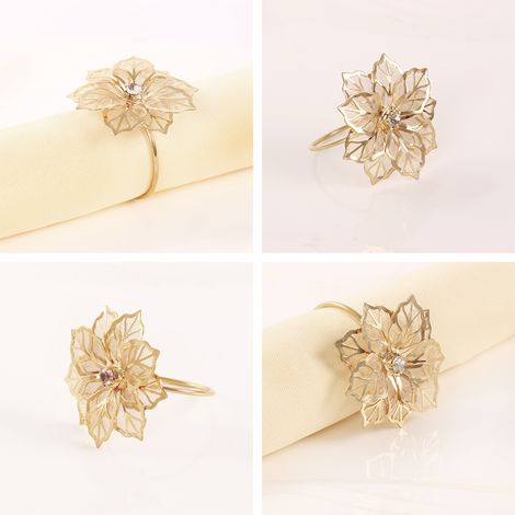 6er-Set Serviettenringe in hohler Blumenform, Serviettenhalter mit Schnallen, Tischdekoration (1/5)