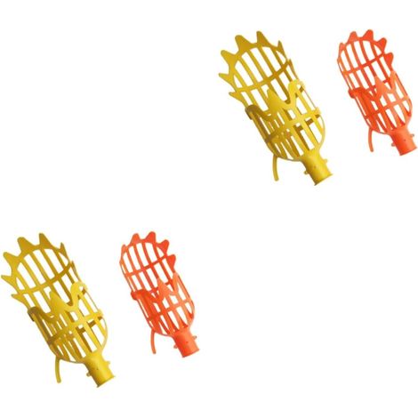 4pièces Outils De Récolte De Fruits Plastique Tête Orange s Tête Jaune Cueilleur De Fruits Pratique Et Pour Jardins Et Vergers (1/5)