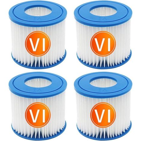 4pcs Filtres de Cartouche de Spa pour Best-Way, Cartouche de Filtre de Rechange Taille VI Compatible avec Lay-Z-Spa, Miami, Vegas, Palm Springs, Paris Monaco (1/5)