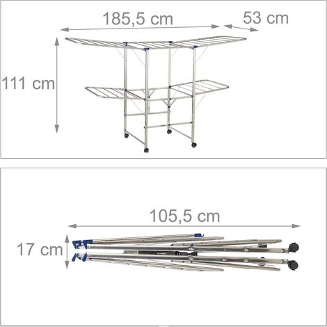Set di 1 stendibiancheria mobile a 2 livelli compatto 75 x 75 x 165 cm in metallo bianco 130004158