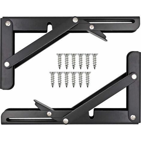 Équerre De Fixation Pliable - Acier Inoxydable - 20,5 x 10,8 cm - Pour Étagères Et Établis - 1 Pièce (1/5)
