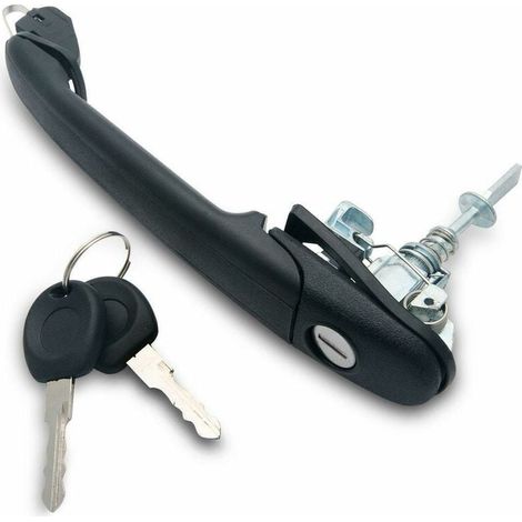 Poignée de Porte Extérieure Avant Gauche/Droite + Serrure Barillet Conducteur Chauffeur Passager + 2 Clés Pour Ford Galaxy Seat Alhambra VW Polo