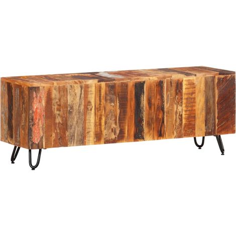 Meuble TV - Armoire Télévision Moderne Banc TV de Salon 110x30x40 cm Bois massif de récupération -FR19163 (1/5)