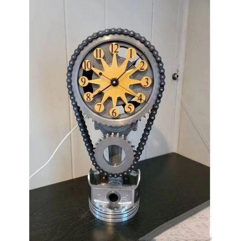 Orologio, ultimo orologio creativo europeo e americano, orologio vintage 3D con ingranaggi rotanti, orologio da parete artigianale con catena decorativa (1/4)