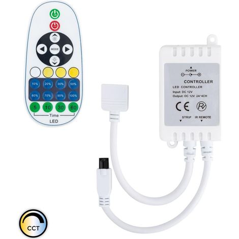 Controller LED-Streifen CCT Wählbar 12V DC, Dimmer mit IR-Fernbedienung 23 Tasten Weiß
