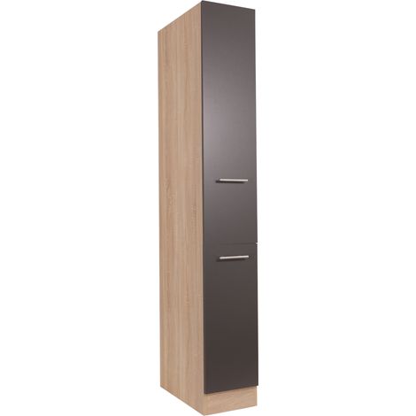 Apothekerschrank mit 2 Auszügen 30 cm Eiche Sägerau Grau Merle Respekta (1/5)