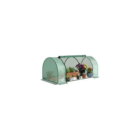 Mini-Gewächshaus für den Garten, Tomatengewächshaus, 2 x 1 x 0,8 m, Tür mit Reißverschluss, PE-Abdeckung, grünes Stahlgestell