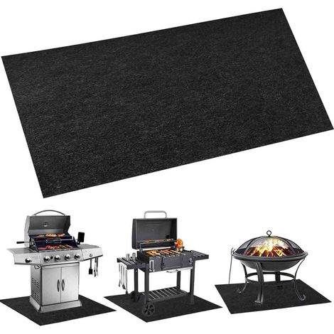 Grillmatte 100 x 182 cm, feuerhemmender Außenbodenbelag, wiederverwendbar, leicht zu reinigen, wasserdicht, für Feuerstellen im Freien (1/5)