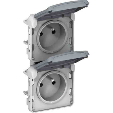 LEGRAND - Prise composable double précablées 2P+T verticale Plexo gris (1/4)