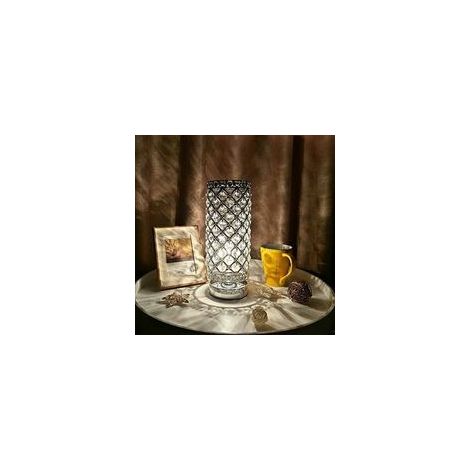 Lampe de chevet en cristal avec abat-jour et interrupteur USB (ampoule non incluse). (1/5)