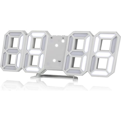 Horloge Murale LED Digitale Port USB - Horloge Lumineuse Dimmable avec Calendrier, Alarme, Indicateur de Température - Idéal pour Bureau, Maison, Hôtel, Chambre (1/4)
