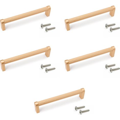 Emuca Lot von 5 Möbelgriffe Bergen, L141mm, 128mm Achsenabstand, Aluminium, Goldfarben lackiert (1/5)