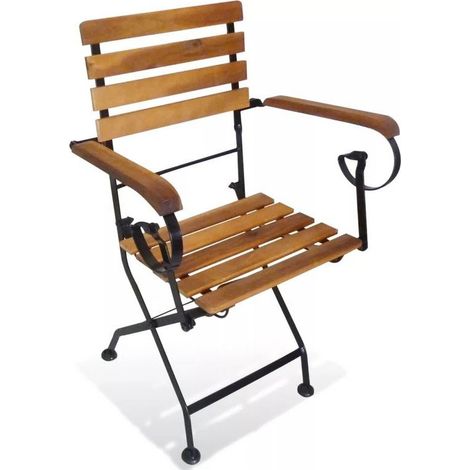 Chaise de jardin acacia massif foncé et métal Siori - Lot de 2 (1/3)