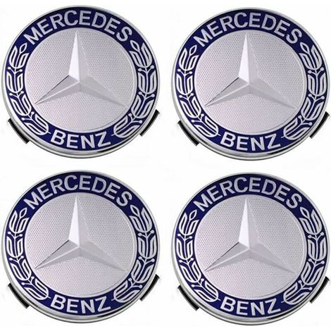 Green Mobility-Lot de 4 cache-moyeux compatibles avec Mercedes Benz 75 mm - Bleu