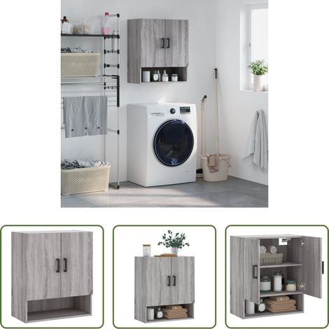 vidaXL Wandmontage - Wandschrank Grau Sonoma 60x31x70 cm Holzwerkstoff (1/5)