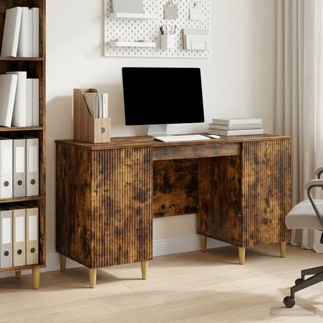vidaXL Scrivania Rovere Fumo 142,5 x 50 x 75 cm Legno ingegnerizzato (1/5)
