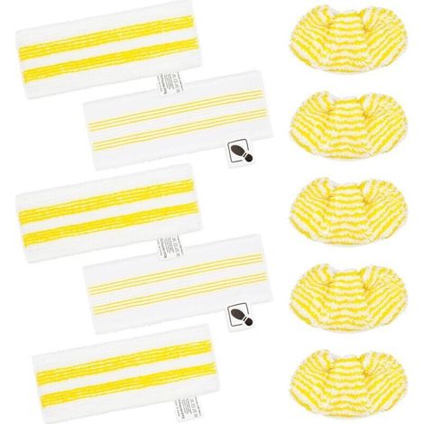 Packung mit 10 Mikrofasertüchern für Kärcher Easyfix SC1 bis SC5 Dampfreiniger – 5 Bodendüsen + 5 Handdüsen (1/4)