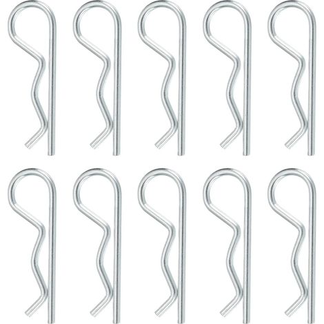 30 piezas de pasadores de enganche, clips R de acero al carbono de 2 mm x 40 mm, kit surtido de pasadores de retención para tractores, cortadoras de césped y camiones, pasador de enganche, color plata (1/4)