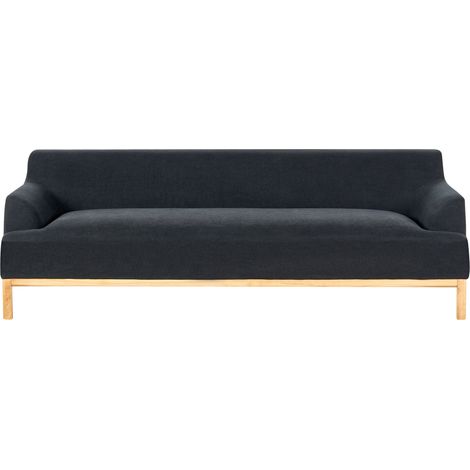 Sofá 3 plazas elegante tela poliéster patas de madera sala de estar negro Sosjo