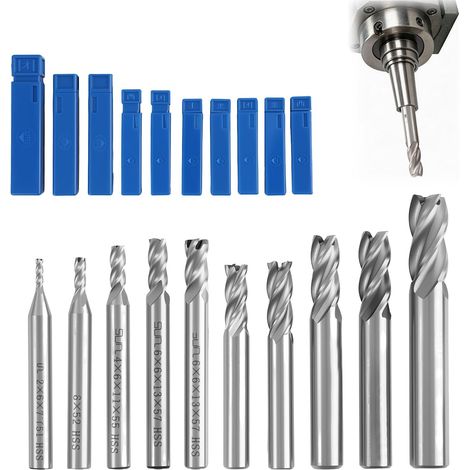 10 Pièces 2 à 12 mm 4 Cannelures Fraise en Bout, Fraise cnc à 4 Flûtes, Fraises HSS Métal Dur VHM Titane Fraises CNC, Ensemble de Forets à Tige Droite HSS CNC pour Perceuse, Pour Acier Inoxydable (1/5)