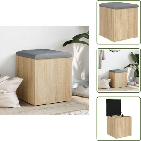 The Living Store Sitzbank mit Stauraum Sonoma-Eiche 42x42x45 cm Holzwerkstoff - Wohnzimmer Deko - Stauraumbank - Ecksofa - Beistelltisch - Garderobe