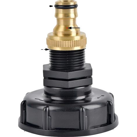 Adaptador para tanque IBC, rosca gruesa, salida a prueba de fugas, D (1/2)