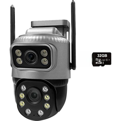Caméra IP 4G à Double Objectif 4MP 4K, étanche, Surveillance extérieure, Vision Nocturne, sécurité CCTV for Maison connectée(WiFi Cam 32G Card) (1/5)