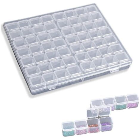 HOXILEELEO - Boîte à bijoux à 56 compartiments – Plastique PP écologique – Dimensions : 21 x 17,4 x 2,5 cm – Séparateurs amovibles (1/5)