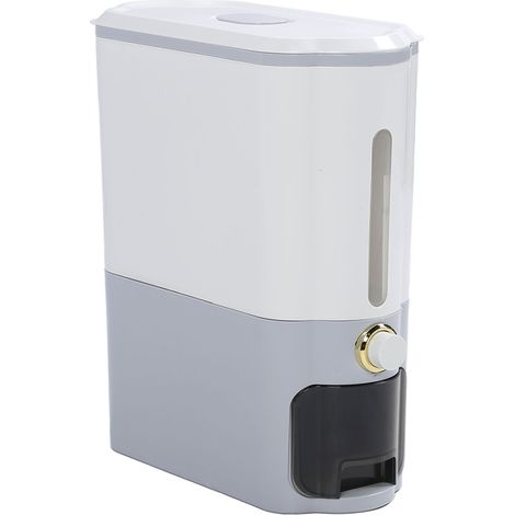 Distributeur de riz avec couvercle PP 11 kg, résistant à haute température, conteneur hermétique à pression pour grains et légumineuses, gris clair (1/5)