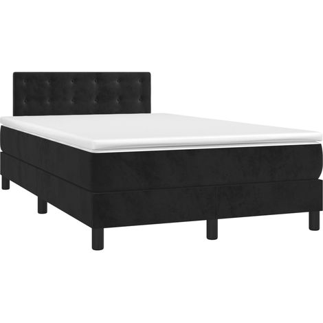 Lit double  Lit adulte  Sommier à lattes de lit avec matelas noir 120x190 cm velours