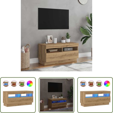 LED-Leuchten - TV-Schrank mit LED-Leuchten Artisan-Eiche 80x35x40 cm (1/5)