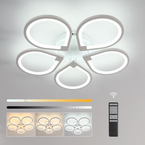 COMELY Moderne LED-Deckenleuchte mit 5 Acryl-Spots, sandgestrahlt weiß, 60 x 60 x 8 cm, 40 W, dimmbar 3000–6500 K, CRI 80, 220 V, für Wohnzimmer, Büro, Küchendecken