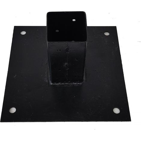 Porta palo per pavimento nero acciaio zincato 6x6x12 cm – supporto fissaggio pali legno cemento terrazzo giardino (1/2)