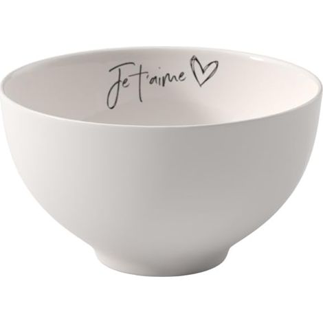 Bol à Céréales Je t'Aime Blanc, Garanti Lave-Vaisselle, Compatible Micro-Ondes, Bol Céramique pour Soupe, Vaisselle, Porcelaine (1/4)