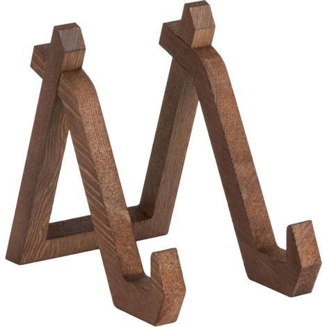 Support Assiette Décoratif en Bois, Porte Assiette de Table Polyvalent, Présentoir pour Cadres Photos, Livres, Vinyles, Tablette Petit Chevalet en Bois Vintage (1/4)