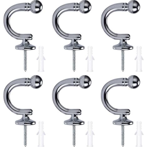 Pieces Round Head Metal Curtain Tiebacks, Chrome Plated Metal Curtain Tiebacks, U-Shaped Ball Hooks for Clothes, Coats, Hats (1/5)