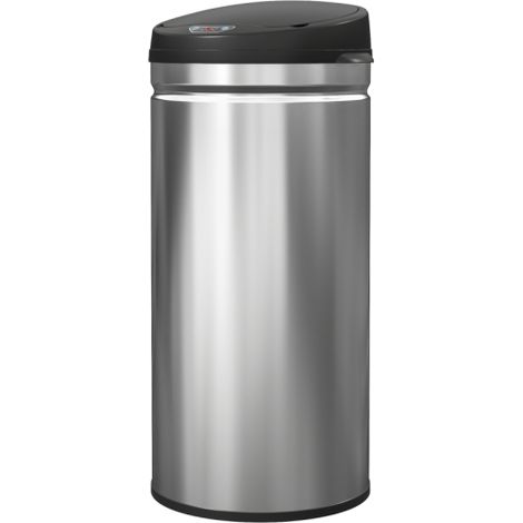 Poubelle de 42 litres à capteur et fermeture amortie, en acier inoxydable sans contact, pour une cuisine hygiénique. (1/4)