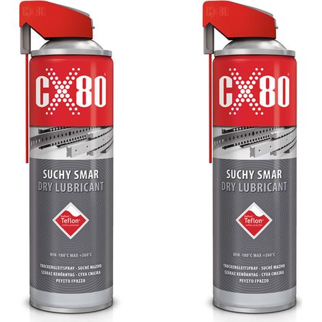 CX80 DUOSPRAY Lubrifiant sec au téflon pour chaînes et guides-chaînes 500 ml x2 (1/2)