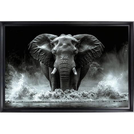 Tableau mural encadré portrait éléphant majestueux 40x60 cm - Tableau Mural Décoratif - Image Encadrée Imprimée en HD - Impression 40x60 cm sur Fibres de Bois FSC - Finition Mate - Fabriqué en France (1/5)
