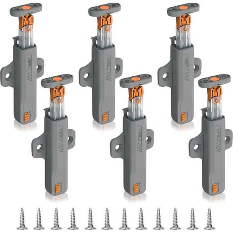 Lot de 6 loquets de porte robustes à pousser pour ouvrir, loquet à ressort, loquet de porte à rouleau, ouvre-porte tactile pour fermeture de placard (1/4)
