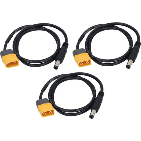 Lot de 3 câbles XT60 vers DC mâle-mâle, adaptateurs de batterie et cordons de charge pour drones et voitures. (1/5)
