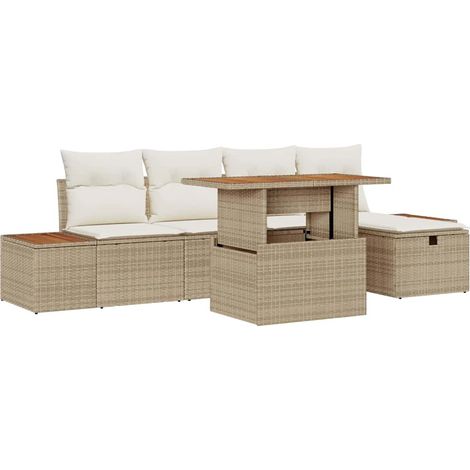 Maison Exclusive - Garten-Sofa-Set 6 pcs Beige Poly-Rattan