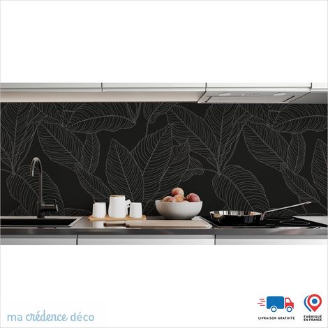 Crédence : Dessin végétation 7 - Couleur noir - Alu composite - 60 - 120 (1/3)