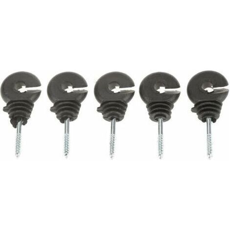 50 Pcs Isolateurs Annulaires à Visser Anneau à Isolant à Vis Accessoires de Clôture Électrique pour Poteau Piquet en Bois, Noir